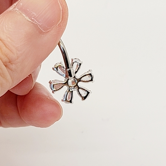 New Sterling Silver CZ Belly Button Navel Ring - Picture 4 of 4